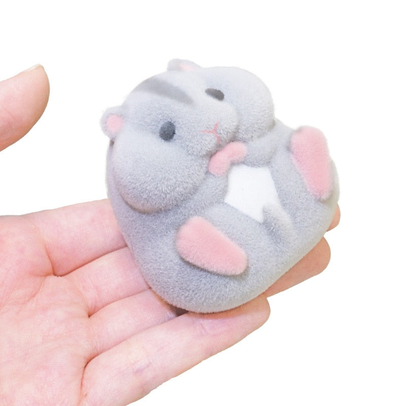 Original Genuine Capsule toys cute kawaii fatty milky soft hamster flocking plush dolls squeeze Stress Relief gashapon toys