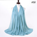 Muslim Bubble Chiffon Hijab Scarf Women Solid Color Soft Long Shawls and Wraps Georgette Head Scarves Ladies Hijabs