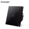 Szaoju EU Touch Switch Power Led Panel Wall Lamp Light Sensor Switches AC100-240V Tempered Crystal Glass 1/2/3 Gang Interruttore