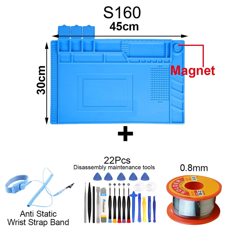 Soldering Mat ESD Antistatic Heat Resistant Insulation Work Mat Soldering Station Kit Silicone Repair Pad Maintenance Platform