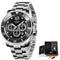 LIGE Watches Mens Top Brand Luxury Clock Casual Stainless Steel 24Hour Moon Phase Men Watch Sport Waterproof Quartz Chronograph