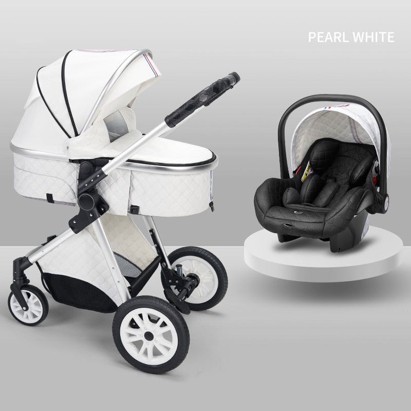 Luxury Baby Stroller 3 in 1 High Landscape Baby Cart Can Sit Can Lie Portable Pushchair Baby Cradel Infant Carrier Free Shipping
