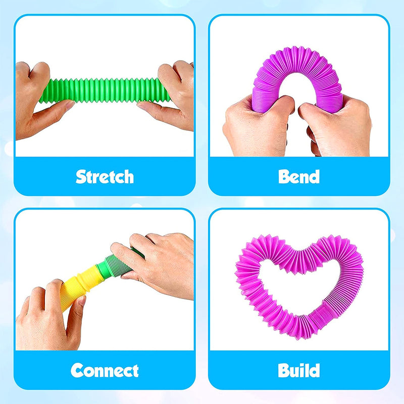 Pop Tube Sensory Toy Fidget Anti Stress Relieve Stretch Bellows Children Multicolor Squeeze Folding Pipe Autism ADHD Anxiety Toy