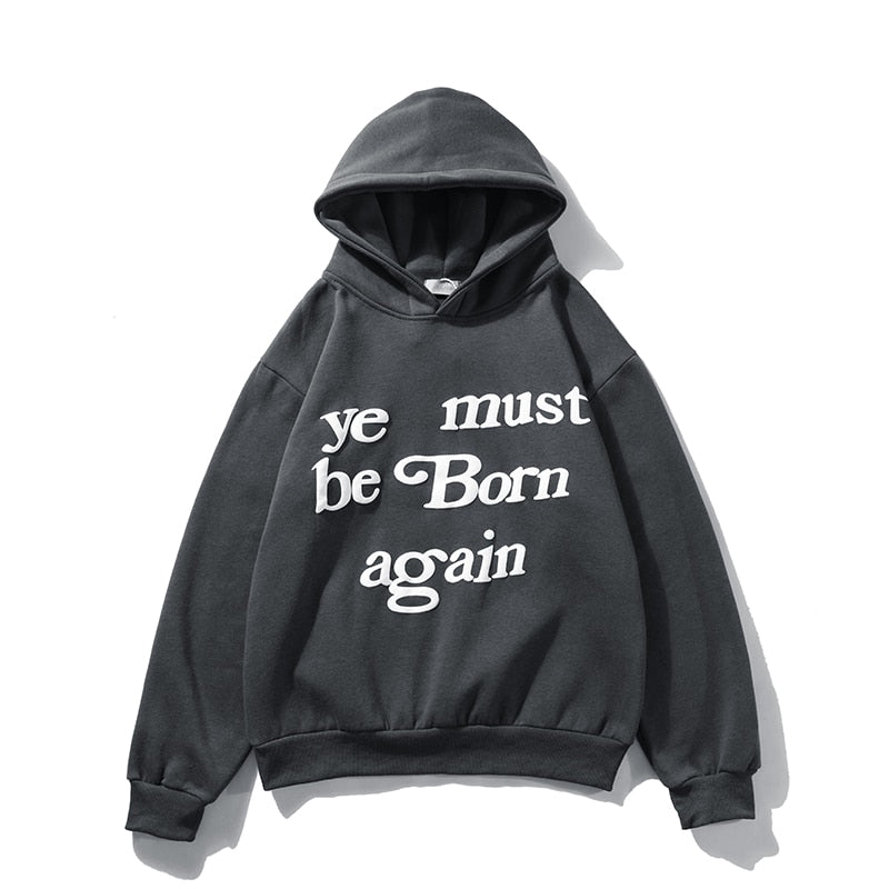 Graffiti Letter Foam Plus Velvet Sweatshirts Men and Women Harajuku Oversized Fleece Hoodie Hip Hop Stranger Things Hooded Hoody