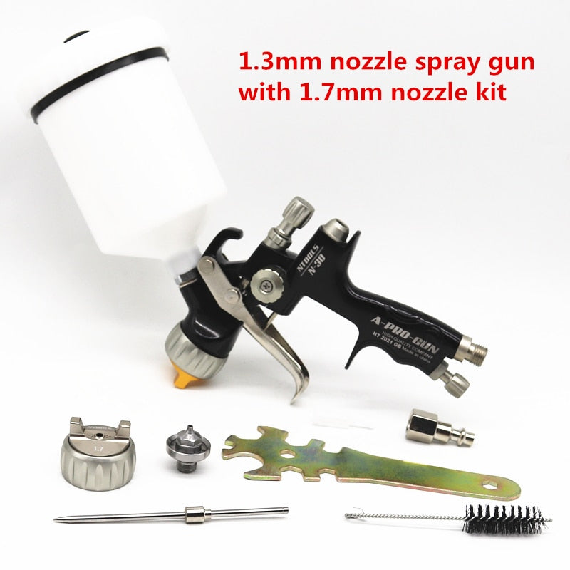 Spray Gun 1.3/1.7mm Nozzle Car Repair Paint Spray Gun With 600CC Tank Air Spray Gun With Paint Mixing Cup And Adapter