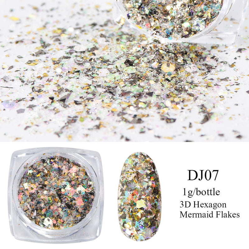 Crystal Fire Opal Flakes Nail Sequins Purple Holographic Glitter DIY Chrome Powder for Spring Nails Manicure Paillettes GL1857