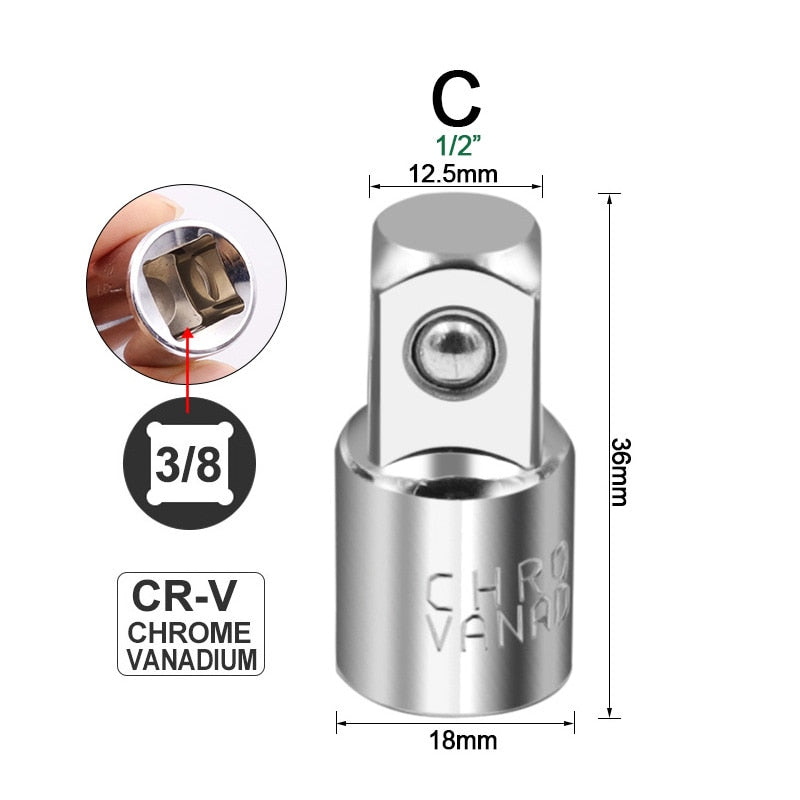 Ratchet Wrench Socket Converter Sleeve Head Adapter 1/2 &quot;Big Fly To 3/8&quot; Fly To 1/4 &quot;Stainless Steel to 1/4&quot; To 1/2 &quot;To 3/8&quot;