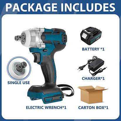 Brushless Cordless Electric Impact Wrench 18V Rechargeable Wrench Power Tool Compatible with Makita Battery Electric wrench
