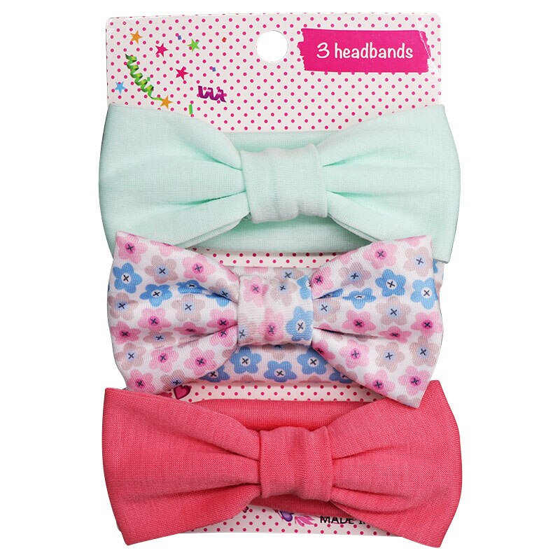 3Pcs/set Baby Headband Floral Solid Color Dot Printed Pink Bows Newborn Baby Girl Headband Hair Accessories Girls Turban