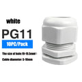 Waterproof Cable Gland 10pcs Cable entry IP68 PG7 for 3-6.5mm PG9 PG11 PG13.5 PG16 PG19/21/ White Black Nylon Plastic Connector
