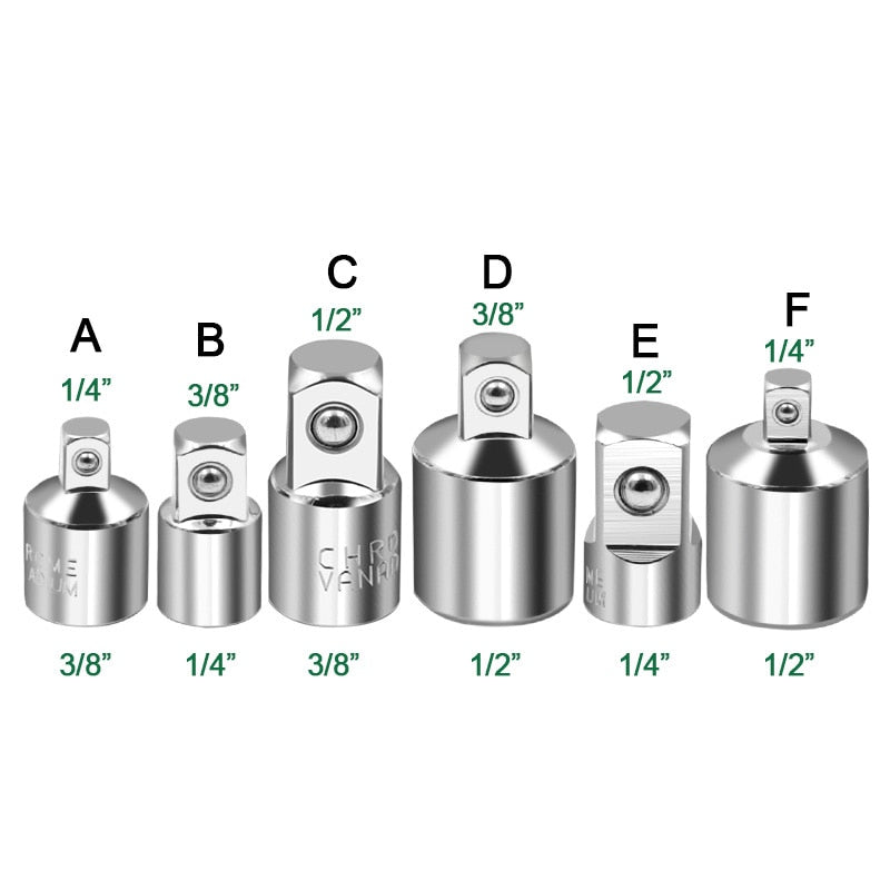 Ratchet Wrench Socket Converter Sleeve Head Adapter 1/2 &quot;Big Fly To 3/8&quot; Fly To 1/4 &quot;Stainless Steel to 1/4&quot; To 1/2 &quot;To 3/8&quot;