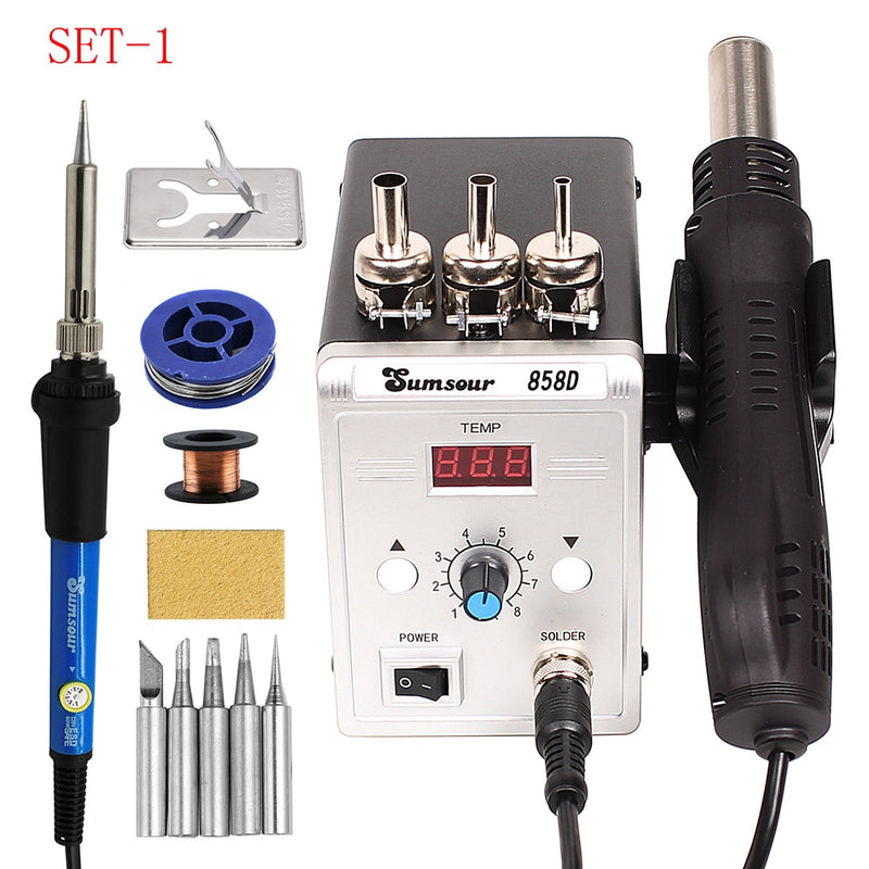 Hot Air Gun 858D 700W BGA Rework Solder Station Soldering Heat Air Gun Station 220V / 110V For SMD SMT Welding Repair With Gifts