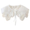 Royal Style Cotton Fake Collar Shawl Wrap Hollow Out Floral Lace Ruffled Trim Necklace Pointed Triangle Lapel Blouse
