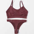 Sexy Women Bra Set Seamless Bra and Pantys Set Sexy Lingerie Set Rib Crop Top Female Brassiere Low Wasit Thong Fitness Underwear