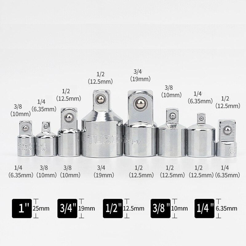 1/4&quot; 3/8&quot; 1/2&quot; Ratchet Wrench Adapter Chrome Vanadium Steel Sleeve Adapter Drive Socket Converter Wrench-sleeve Joint Converter