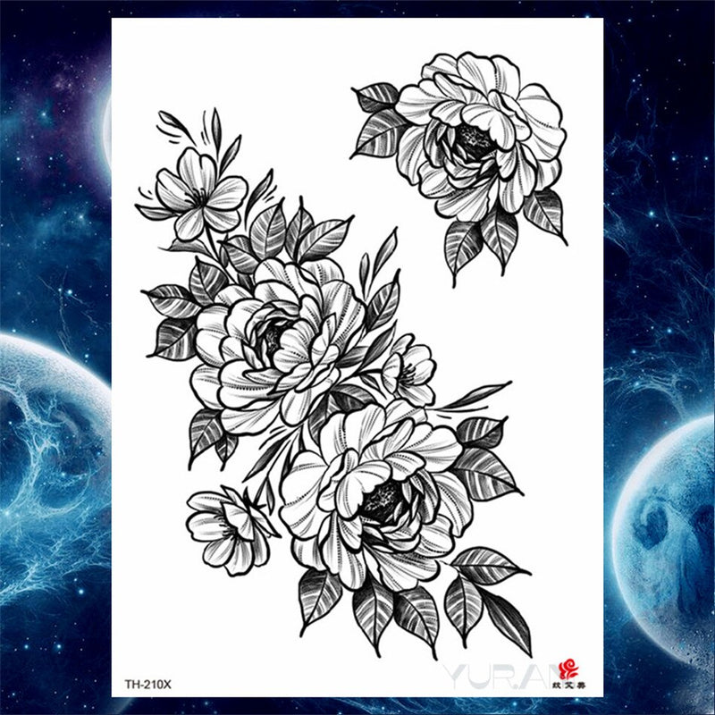 Girls Bracelet Chains Rose Tattoo Stickers Butterfly Body Arm Totem Tattoos Temporary Women Wrist Sexy Black Fake Tatoos