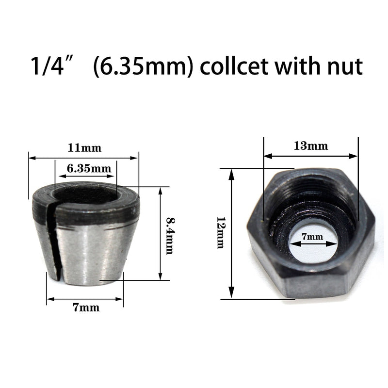 LAVIE 2 pcs set 6mm or 6.35mm or 8mm collet chuck with nut Engraving Trimming Machine Electric Router Milling Cutter Accessories