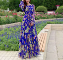 Maxi Dress Floral Printed  Loose Chiffon Fashion Abaya Islamic Clothes Muslim Female Saudi Arabia Dubai Kaftan Long Dress Summer