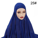 Muslim Chiffon Scarf For Women Fashion Veil Instant Hijab Wrap Headscarf Islam Solid Color Cap Musulman Wrap Scarves 25 Colors