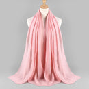 2021 NEW Flocked Bubble Cotton Scarf Hijabs For Muslim Women Soild Color Breathable Islamic Headscarf Arab Head Scarves
