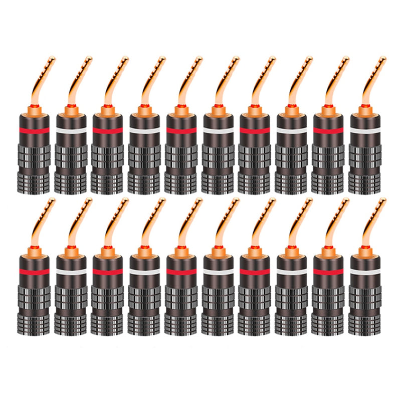 20pcs/10pairs Nakamichi BANANA PLUGS 24K Gold-plated 4MM Banana Connector with Screw Lock For Audio Jack Speaker Plugs Black&amp;Red