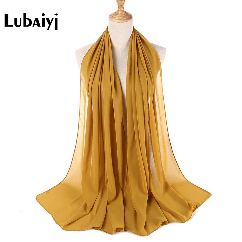 Muslim 2021 New Chiffon Hijab Scarf Women Solid Color Soft Long Shawls and Wraps Islamic Head Scarves Fashion turbante mujer