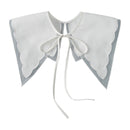 Royal Style Cotton Fake Collar Shawl Wrap Hollow Out Floral Lace Ruffled Trim Necklace Pointed Triangle Lapel Blouse