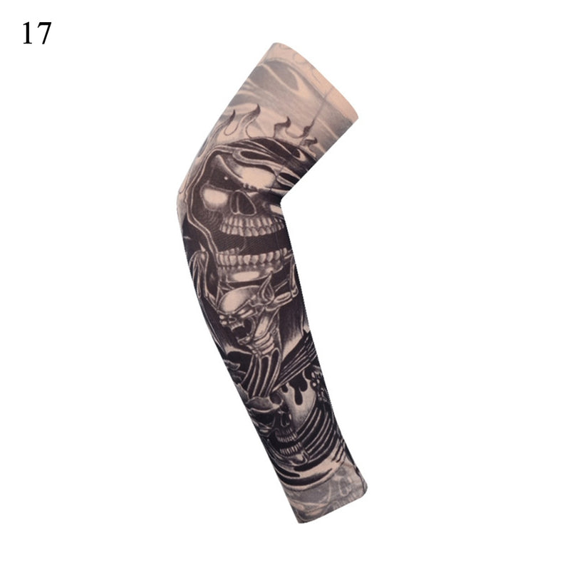 1PC Street Tattoo Arm Sleeves Sun UV Protection Arm Cover Seamless Outdoor Basketball Riding Sunscreen Arm Sleeves For Men Women