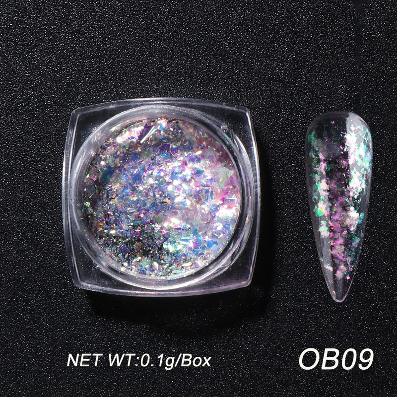 Crystal Fire Opal Flakes Nail Sequins Purple Holographic Glitter DIY Chrome Powder for Spring Nails Manicure Paillettes GL1857