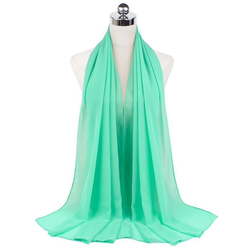 Muslim new Bubble Chiffon Hijab Scarf Women Solid Color Soft Long Shawls and Wraps Georgette Islamic Head Scarves Ladies Hijabs