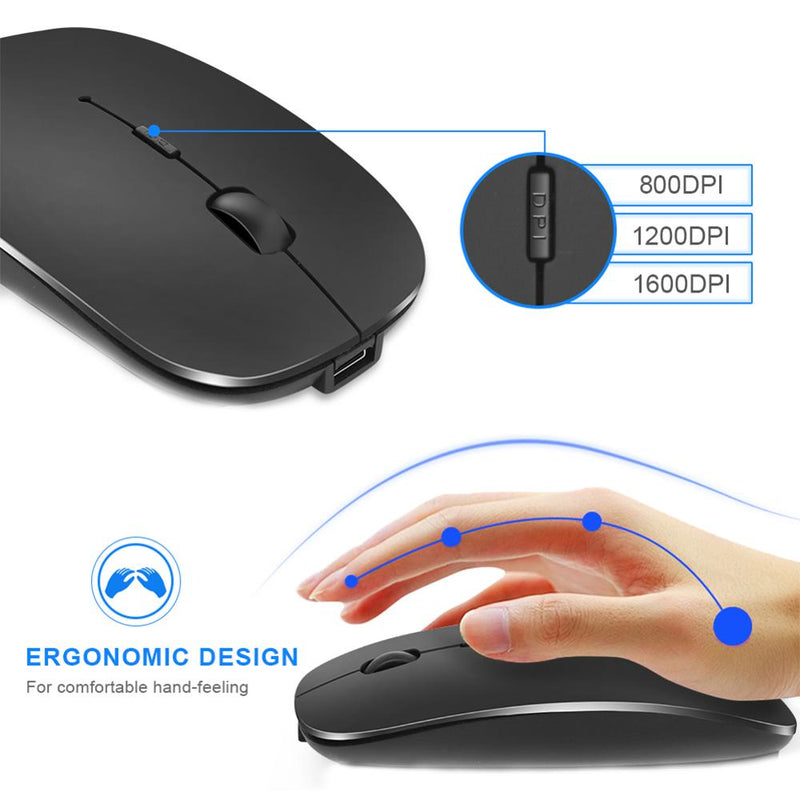 1600Dpi Wireless Mouse 2.4G Classic Rechargeable Mice Ultra-Thin Silent Mouse Mute For Laptop PC Office Notebook