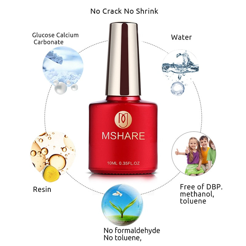 MSHARE 10ml Milky White Builder Nail Extension Gel Self leveling Nails Quick Building Clear Pink Nail Tips UV Led Gel Soak Off