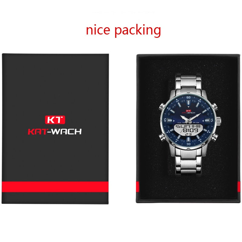 KAT-WACH Watch Male 2022 Sports Digital Watches Men Waterproof Steel Military Quartz Watch For Men Wristwatch Relogio Masculino