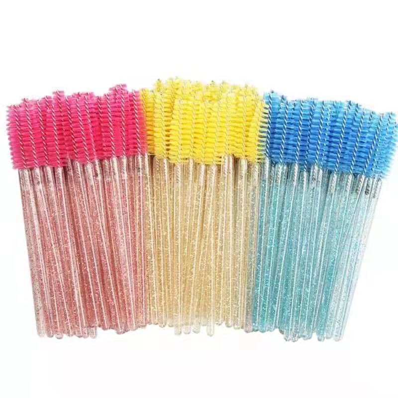 50/5Pcs Eyelash Extension Disposable Makeup Eyebrow Brush Mascara Stick Applicator Eyelashes Crystal Eyelash Brush Tool