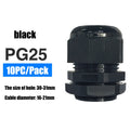 Waterproof Cable Gland 10pcs Cable entry IP68 PG7 for 3-6.5mm PG9 PG11 PG13.5 PG16 PG19/21/ White Black Nylon Plastic Connector