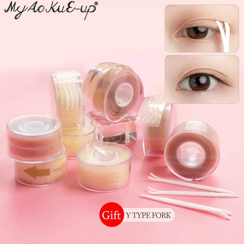 600Pcs/box Big  Eyelid Tape Sticker Double Fold Self Adhesive Eyelid Tape Stickers S/L Makeup Clear Beige Invisible Tool