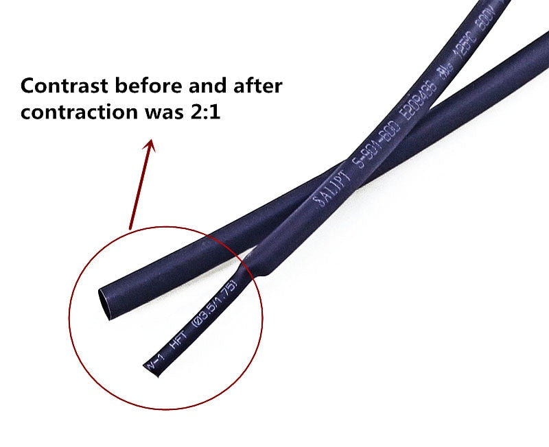 5 METER/LOT BLACK 1mm 1.5mm 2mm 2.5mm 3mm 3.5mm 4mm 5mm 6mm Heat Shrink Tubing Tube