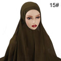 Muslim Chiffon Scarf For Women Fashion Veil Instant Hijab Wrap Headscarf Islam Solid Color Cap Musulman Wrap Scarves 25 Colors