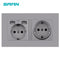 SRAN eu 2gang Power socket,16A electrical plug grounded Hide LED indicator,double Socket with USB, 146*86mm pc panel wall socket