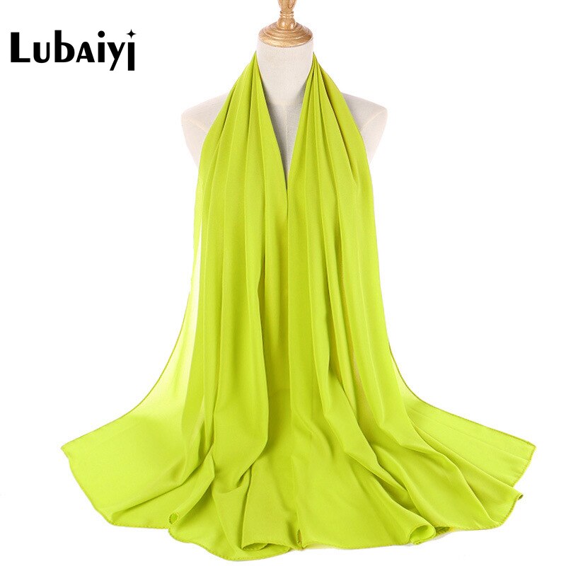Muslim 2021 New Chiffon Hijab Scarf Women Solid Color Soft Long Shawls and Wraps Islamic Head Scarves Fashion turbante mujer