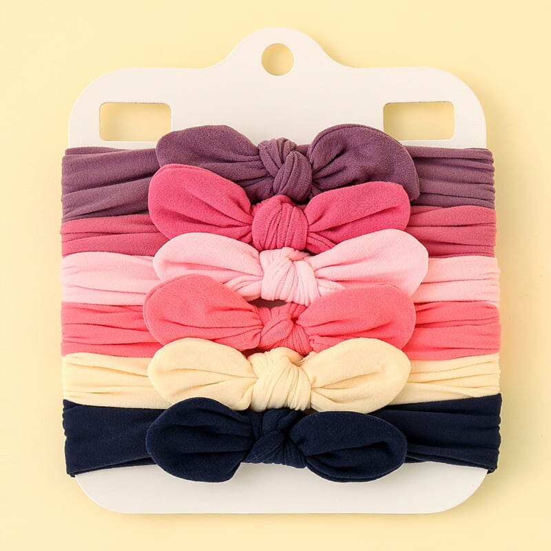 3/4/5/6Pcs/set Cute Bowknot Baby Headband Turban Solid Color Newborn Baby Girls Elastic Hair Bands Soft Nylon Hair Accessories
