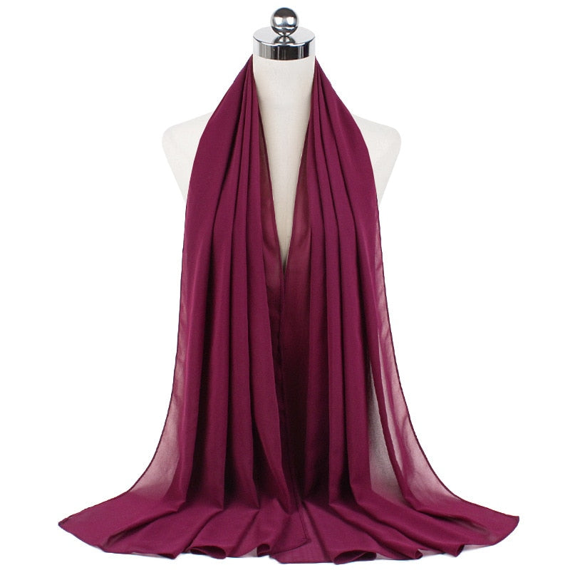 Muslim new Bubble Chiffon Hijab Scarf Women Solid Color Soft Long Shawls and Wraps Georgette Islamic Head Scarves Ladies Hijabs
