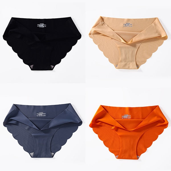 4 PCS/Lot Seamless Panties For Women Plain Panties Slip Silk Female Underwear Soft Thin Light Panti Culotte Femme Underpants