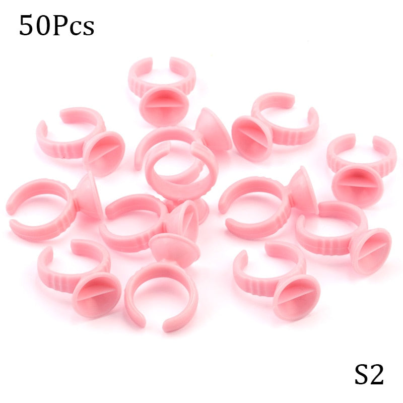 Wholesale 50/100Pcs Disposable Eyelash Glue Fan Cup Rings Holder  Container Tattoo Pigment Eyelash Extension Tools Lash Supplies