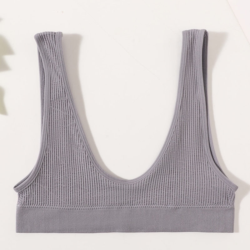 Sexy Seamless Bra Wire Free Brassiere Rib Bralette Women&