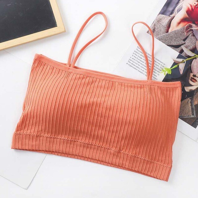 Fashion Women Sling Tube Top Sexy Bra Top Breathable Chest Pad Wearing Underwear Seamless Ice Silk Breast Wrap Lingerie Female