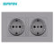 SRAN eu 2gang Power socket,16A electrical plug grounded Hide LED indicator,double Socket with USB, 146*86mm pc panel wall socket