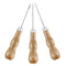 3PCS/SET Wooden Handle Sewing Awl Hand Stitcher Leathe Punch Tool DIY Shoe Repair Hook Tool Leather accessories