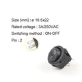 5pcs  KCD1-105 Diameter Small Round Boat Rocker Switches Black Mini Round Black White Red 2 Pin ON-OFF Rocker Switch