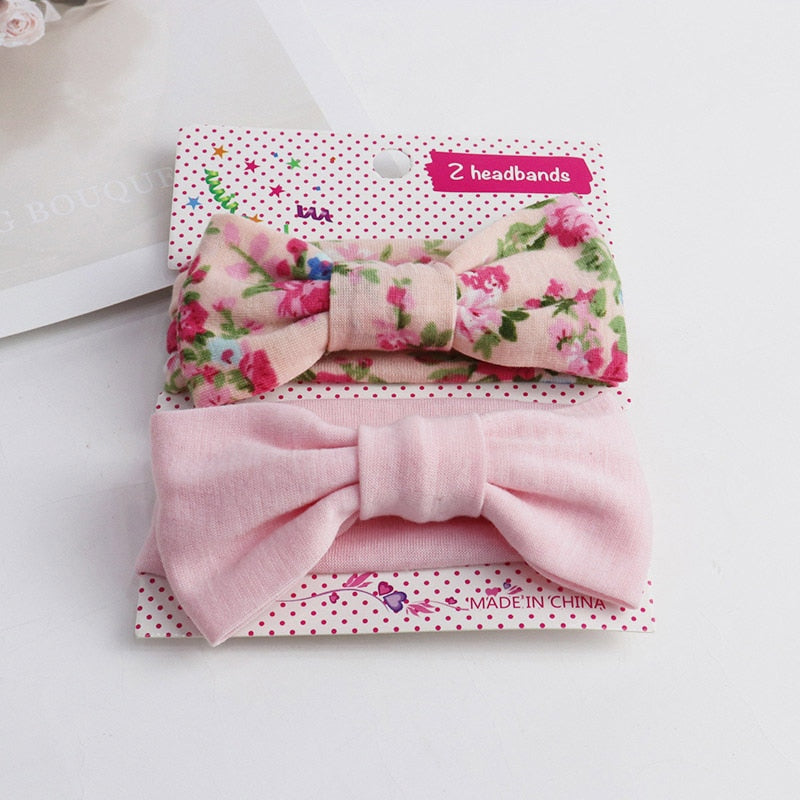 3Pcs/set Baby Headband Floral Solid Color Dot Printed Pink Bows Newborn Baby Girl Headband Hair Accessories Girls Turban